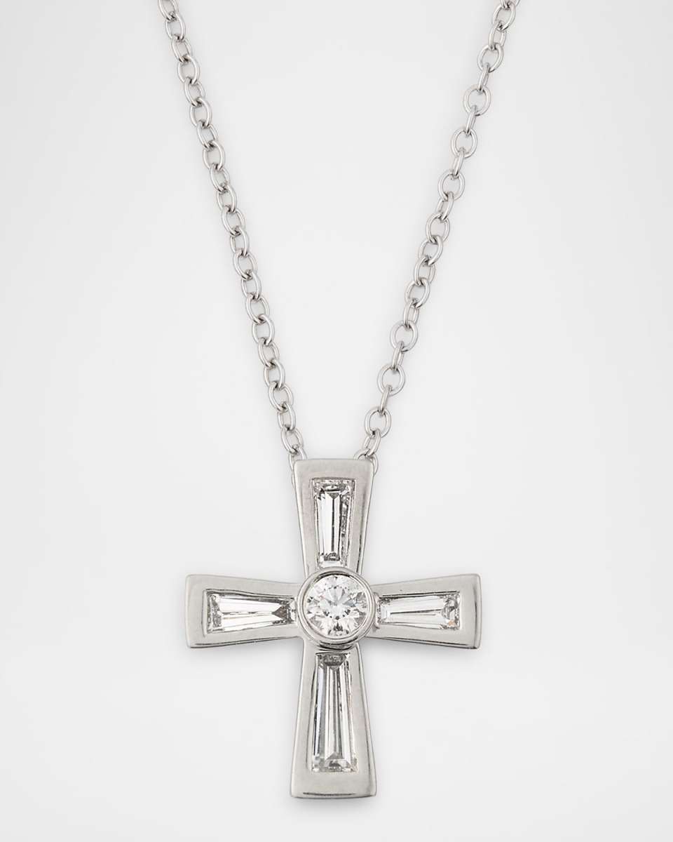 Platinum Diamond Cross Pendant Necklace